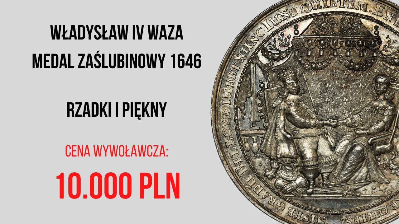 Władysław IV Waza, Medal zaślubinowy 1646 - RZADKI, PIĘKNY