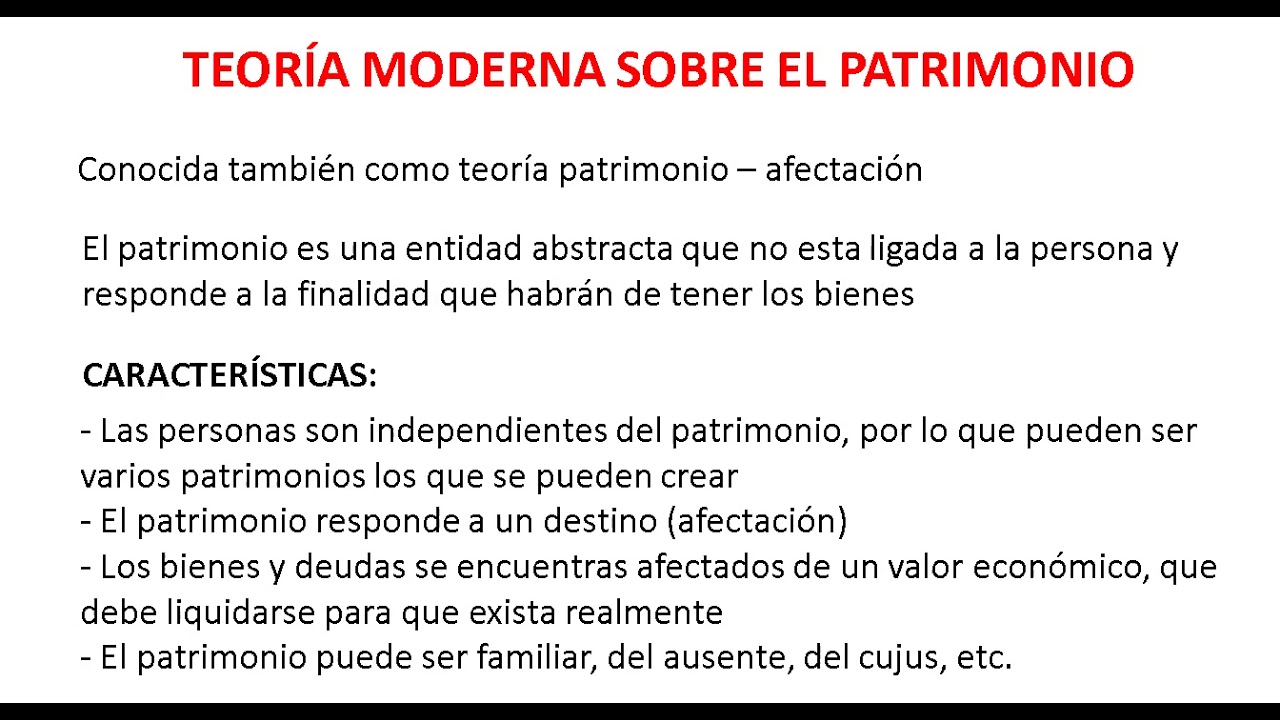 Teor&iacute;a moderna del patrimonio o teor&iacute;a patrimonio afectaci&oacute;n