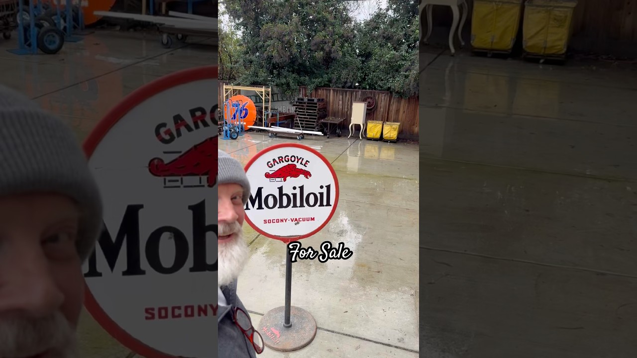 Mobiloil Gargoyle Porcelain Gas Station Sign 4 Sale 