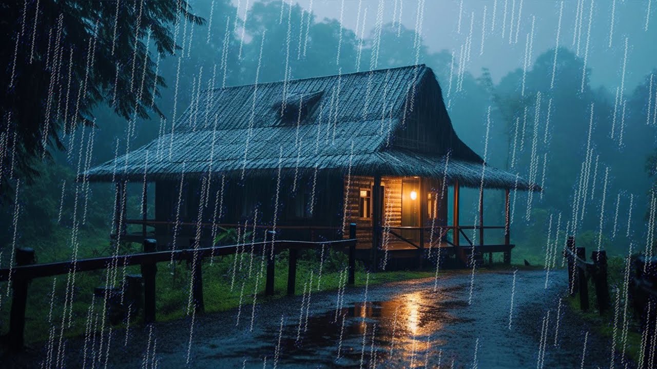 Pioggia Rilassante per Dormire in 5 Minuti - Suoni di Pioggia e Temporale sul Tetto di Notte 