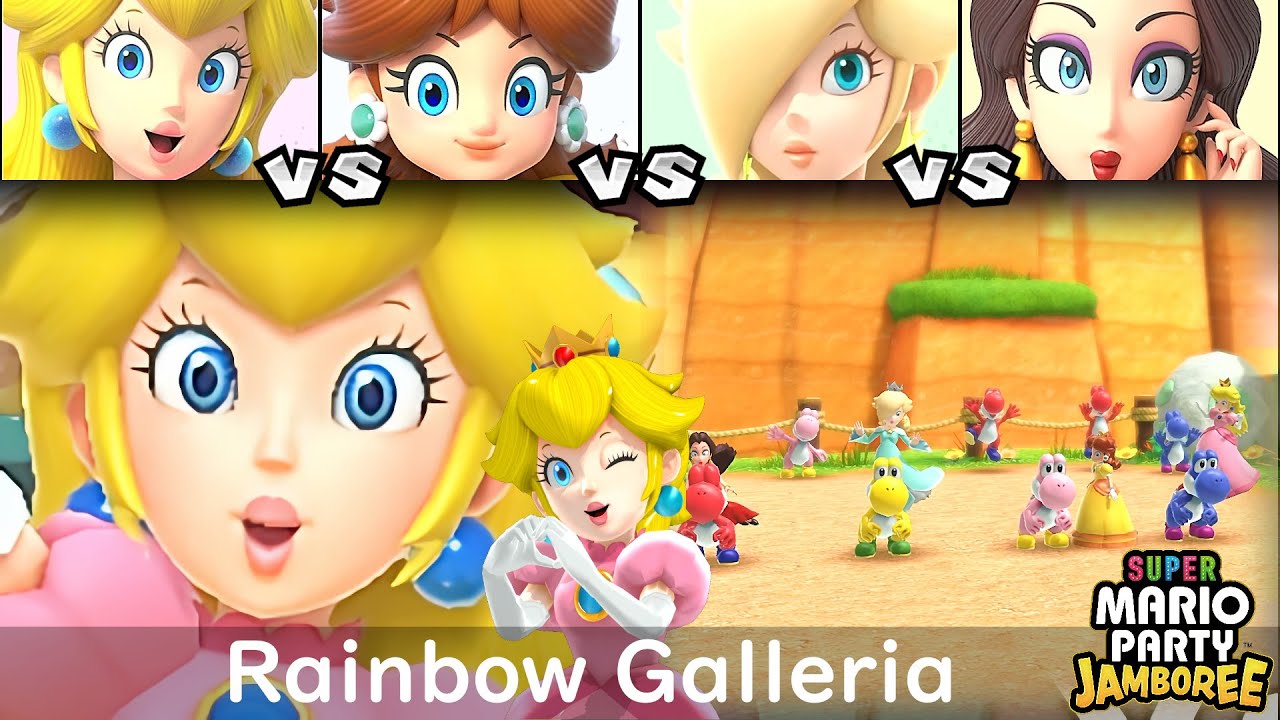 Super Mario Party Jamboree Peach vs Daisy vs Rosalina vs Pauline in Rainbow Galleria
