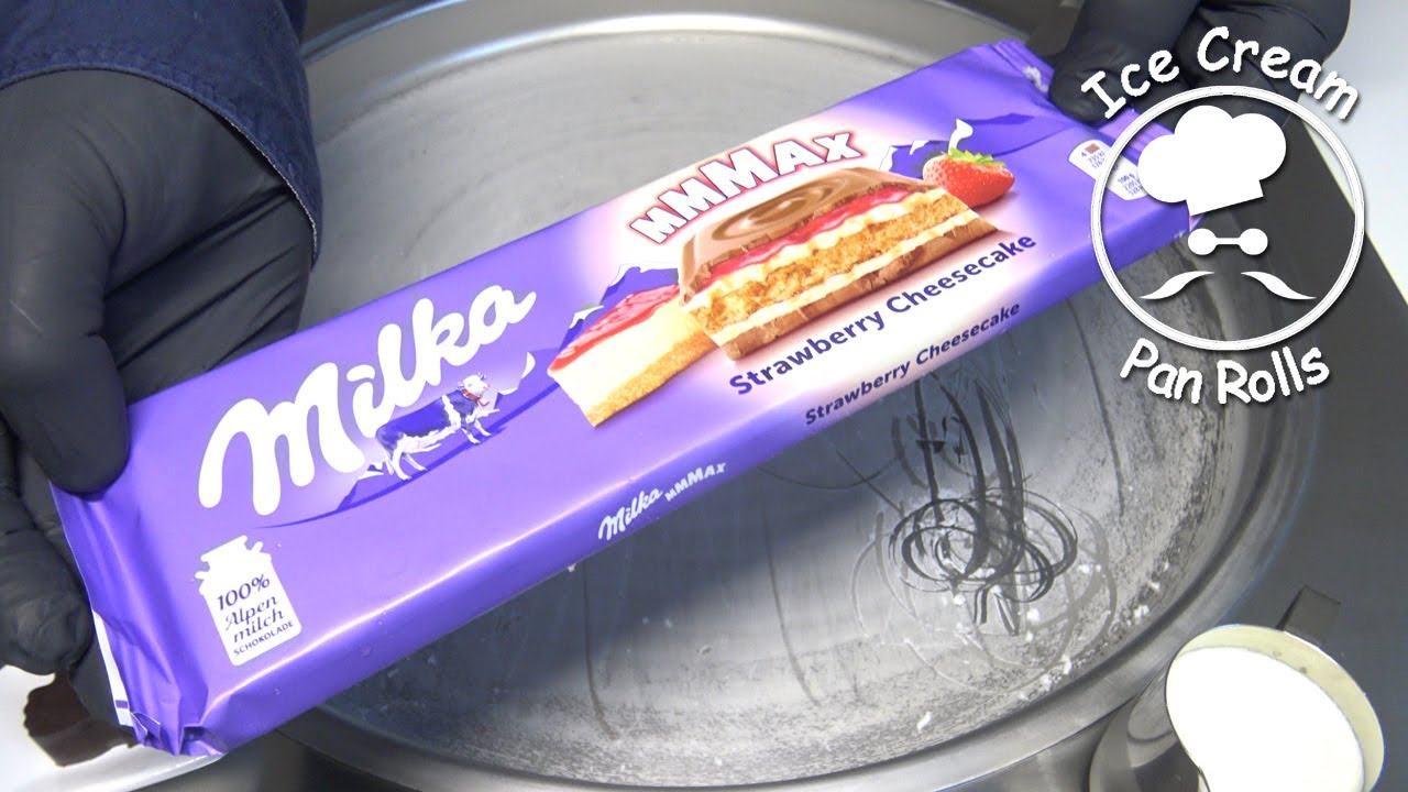 Milka Mmmax Strawberry Cheesecake Ice Cream Rolls | ASMR | oddly satisfying food sound | tingles