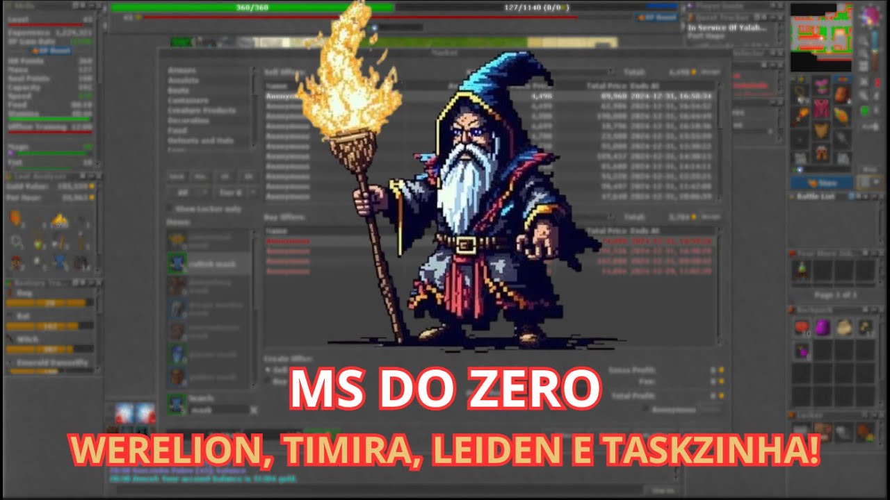 PROJETO MS DO ZERO NO TIBIA WERELION, TIMIRA, LEIDEN E WEEKLY TASKS EP 27- Sem investimentos