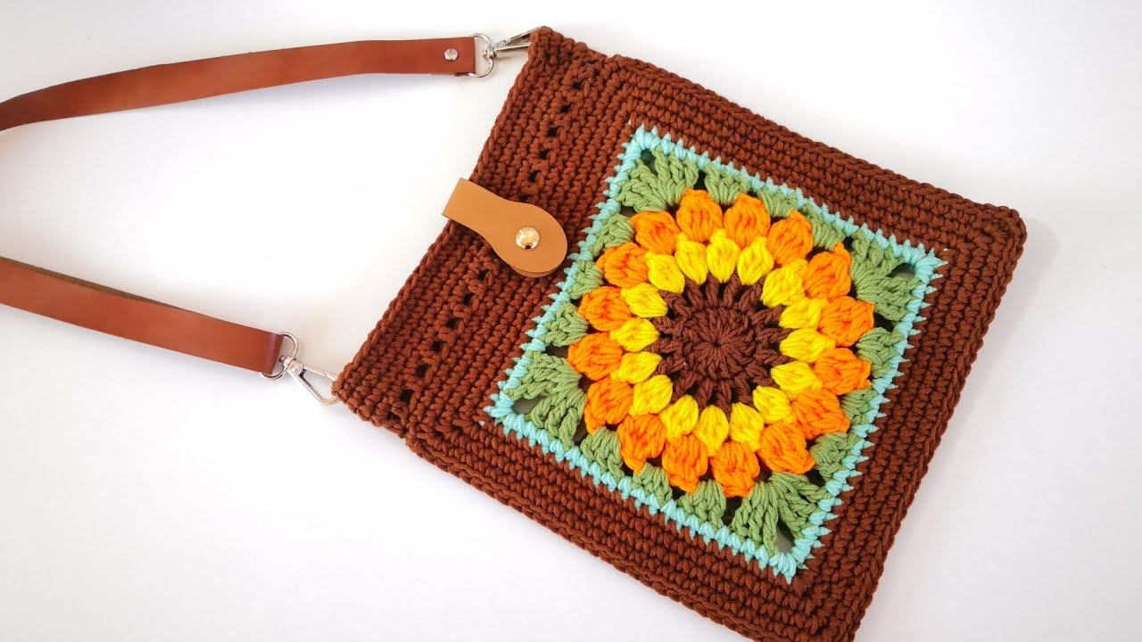 Evde Kalan İplerle  Çiçekli Çapraz Çanta Yapımı 1