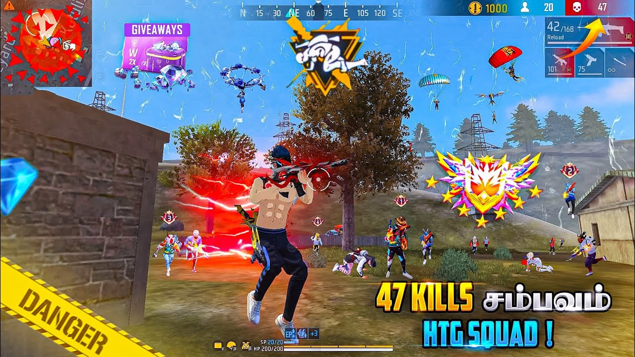 🔥🥵 47 KILLS 🥵🔥 சம்பவம் ☠️ HTG SQUAD 💎 DIAMONDS GIVEAWAY 💎 AS LORD + JEEVANGAMING + HIT TAMIZHA