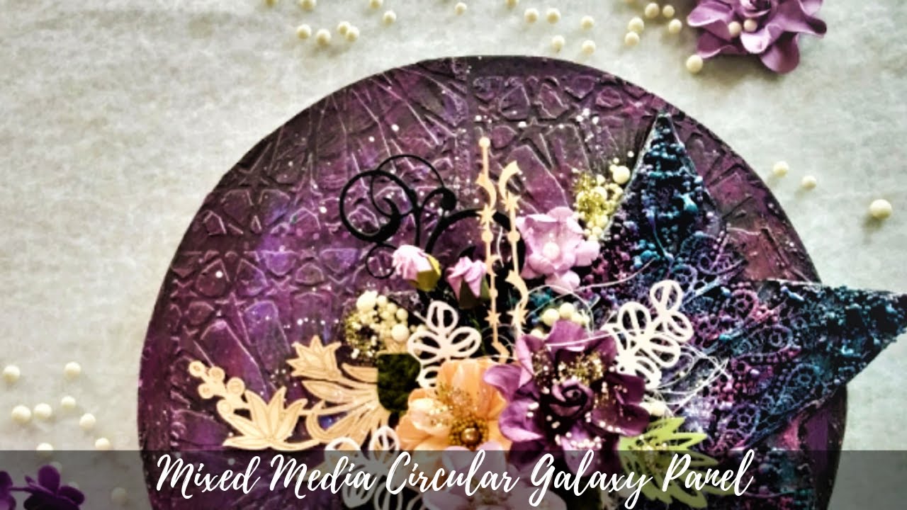 DIy: MIXED MEDIA CIRCULAR GALAXY PANEL | CANVAS TUTORIAL | MIXED MEDIA TECHNIQUES