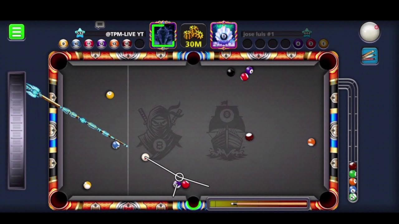 8 ball  pool trickshot on the best account
