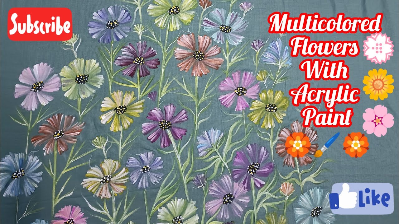 Fabric painting on clothes with acrylic colours 🖌️ l Easy painting design for beginners 💮
