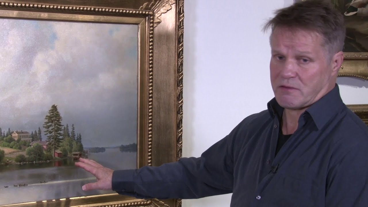 Taistelevat Metsot -kirjailija Jouni Tossavainen ja Ferdinand von Wrightin teos Haminalahdesta