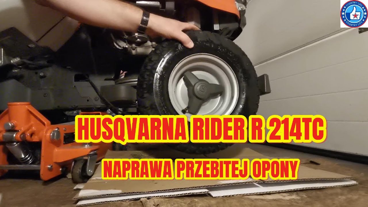 Rider Husqvarna R214TC. Naprawa przebitej opony.