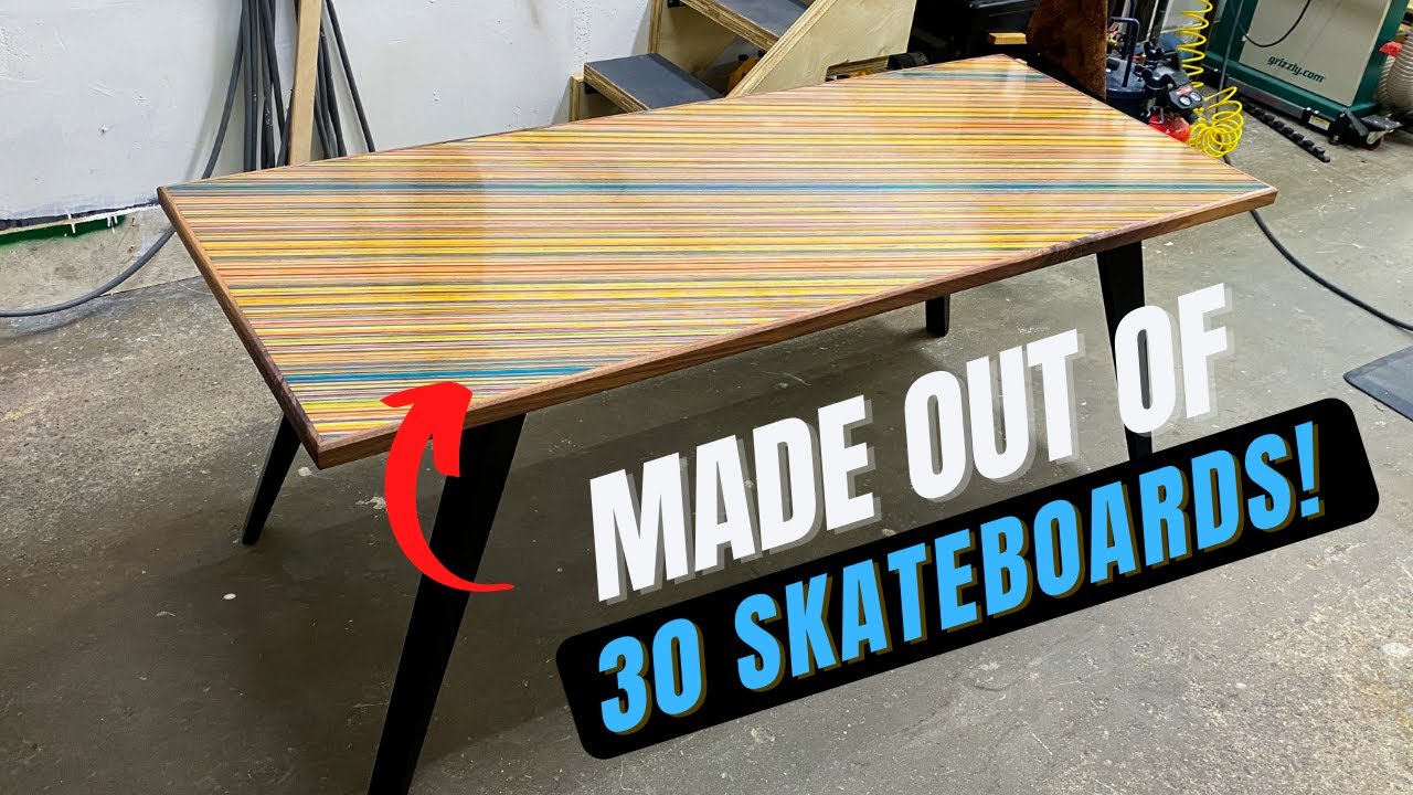 TABLE MADE OUT OF 30 SKATEBOARDS!