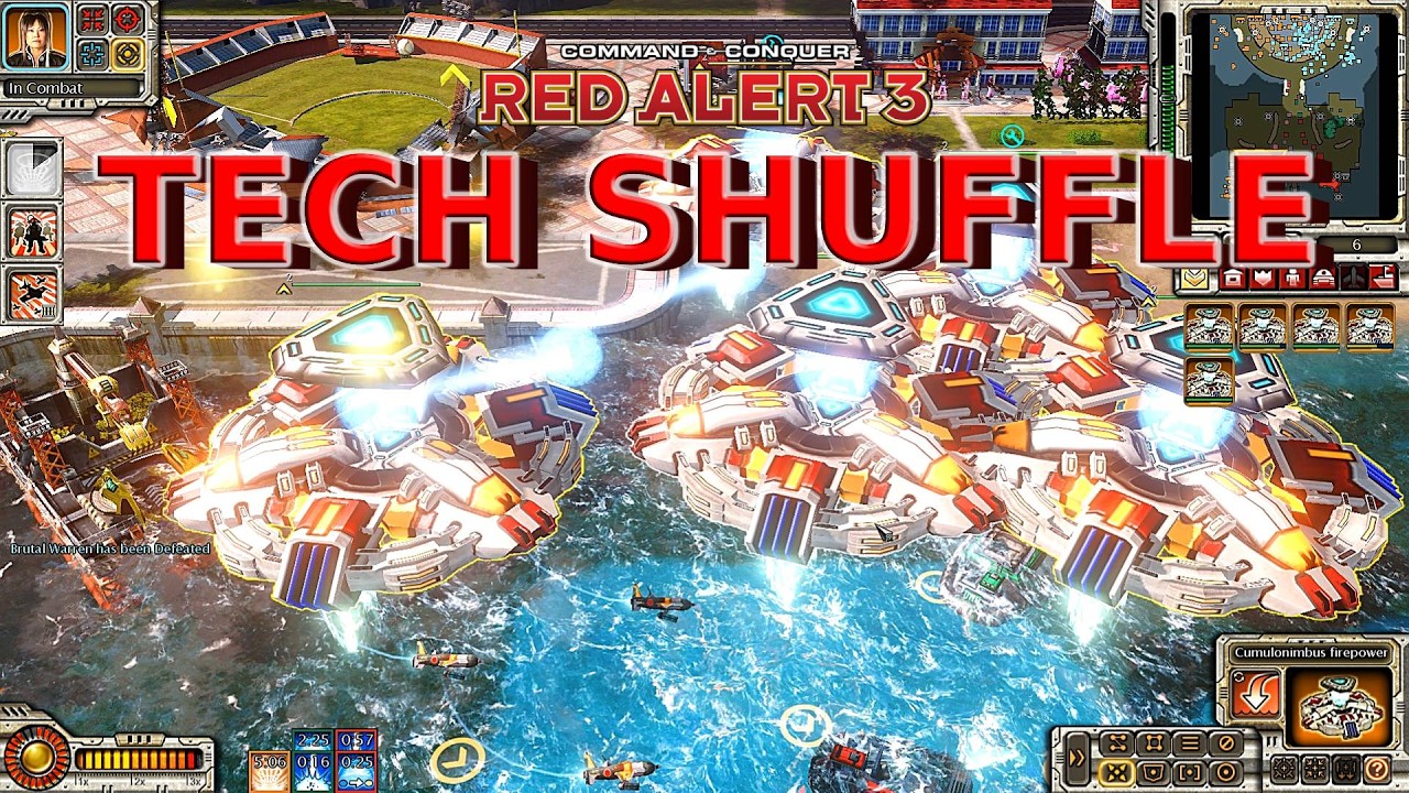 Red Alert 3 Tech Shuffle MOD Rising Sun Sub Faction 2v4 Gameplay | Cumulonimbus firepower platform