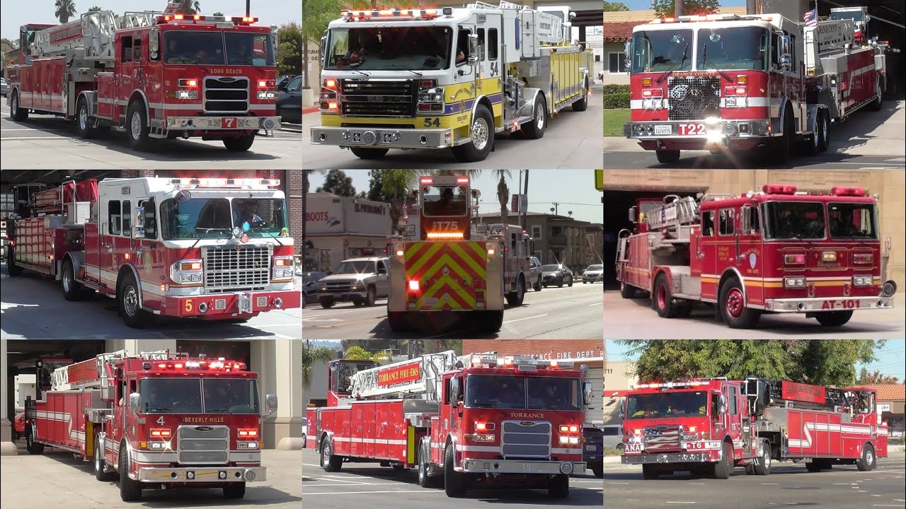 Fire Truck Police & EMS Responding Compilation 2025 #20: Tractor Drawn Aerial Volume I