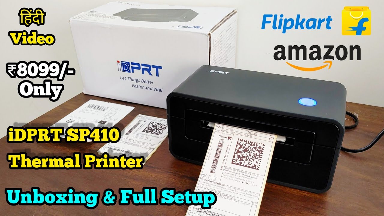 iDPRT SP410 thermal Printer unboxing & Setup how to print Flipkart & Amazon label