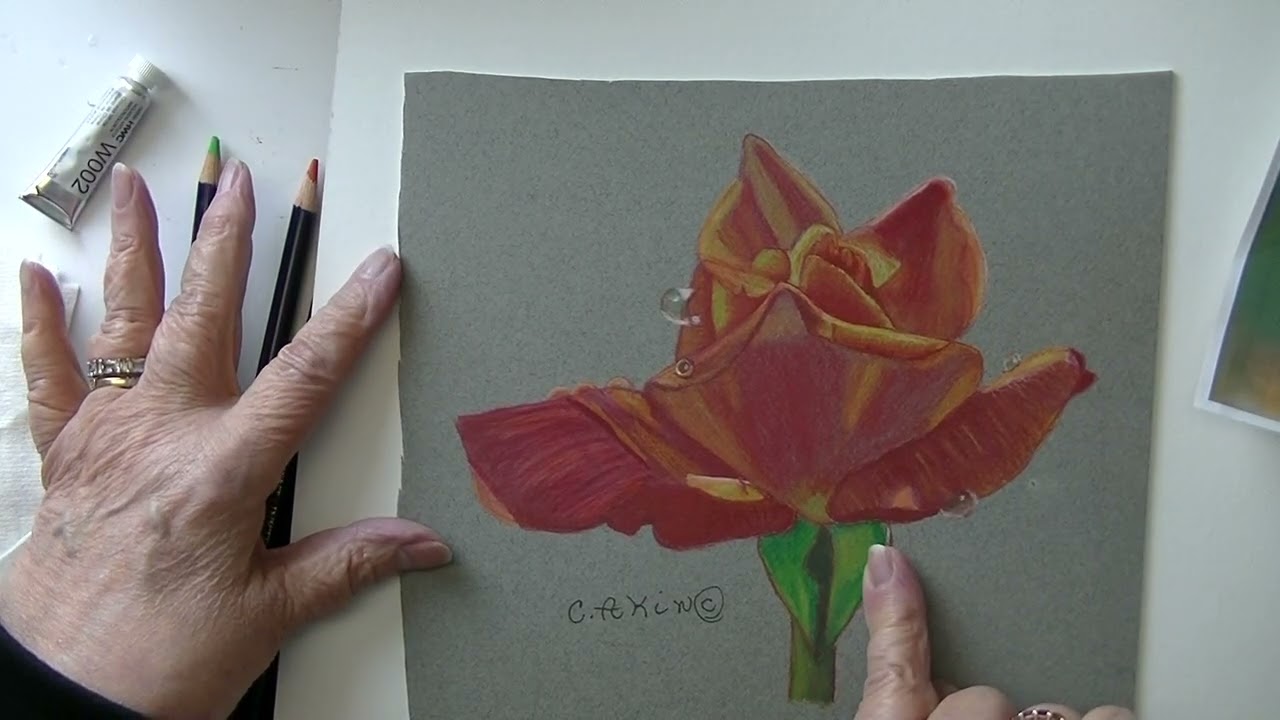 Derwent Inktense Rose painted on Mi-Tennes Board.
