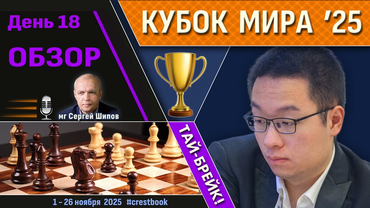 Обзор! 🏆 Кубок Мира 2025. День 18 [1/4, тай-брейк] 🎤 Сергей Шипов ♛ Шахматы