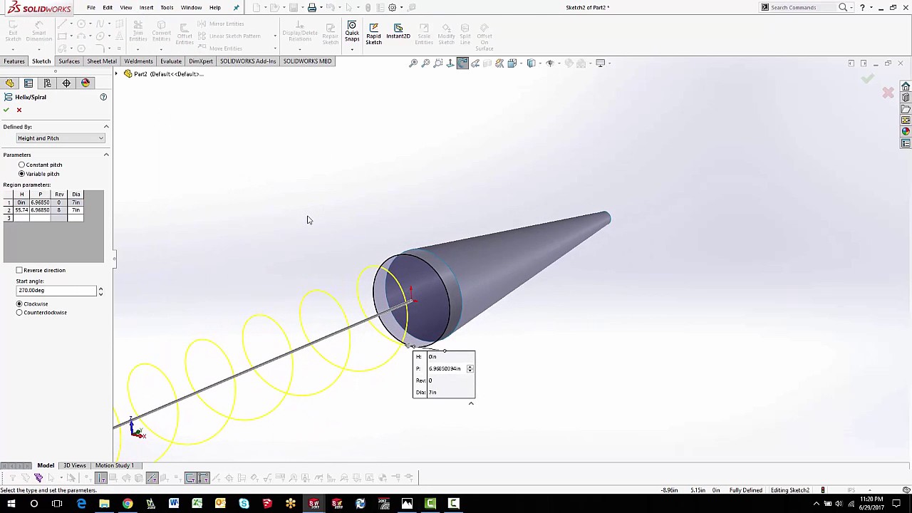 SOLIDWORKS - Conical Log Spiral Antenna