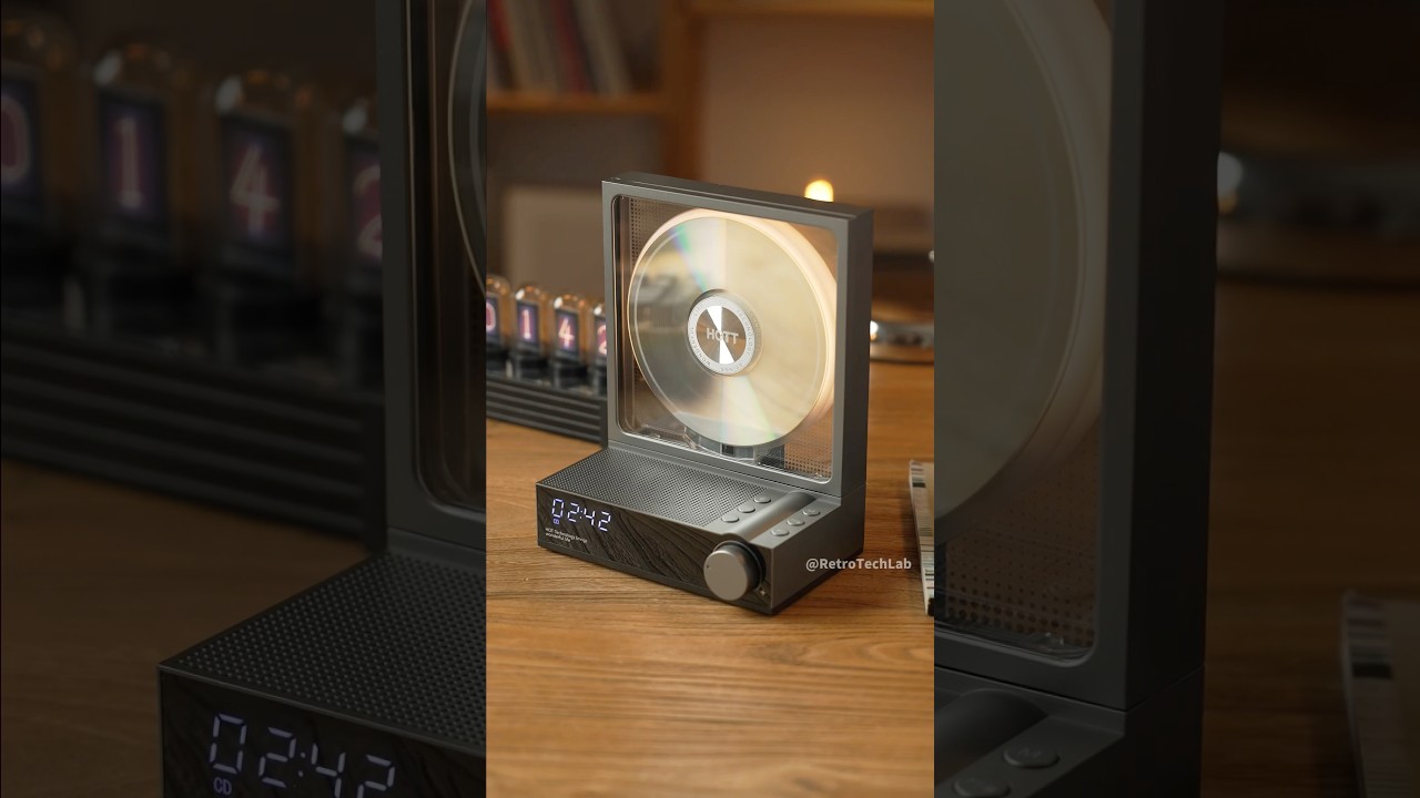 A vertical CD player that lets you watch the disc spin.Built-in speaker and Bluetooth too