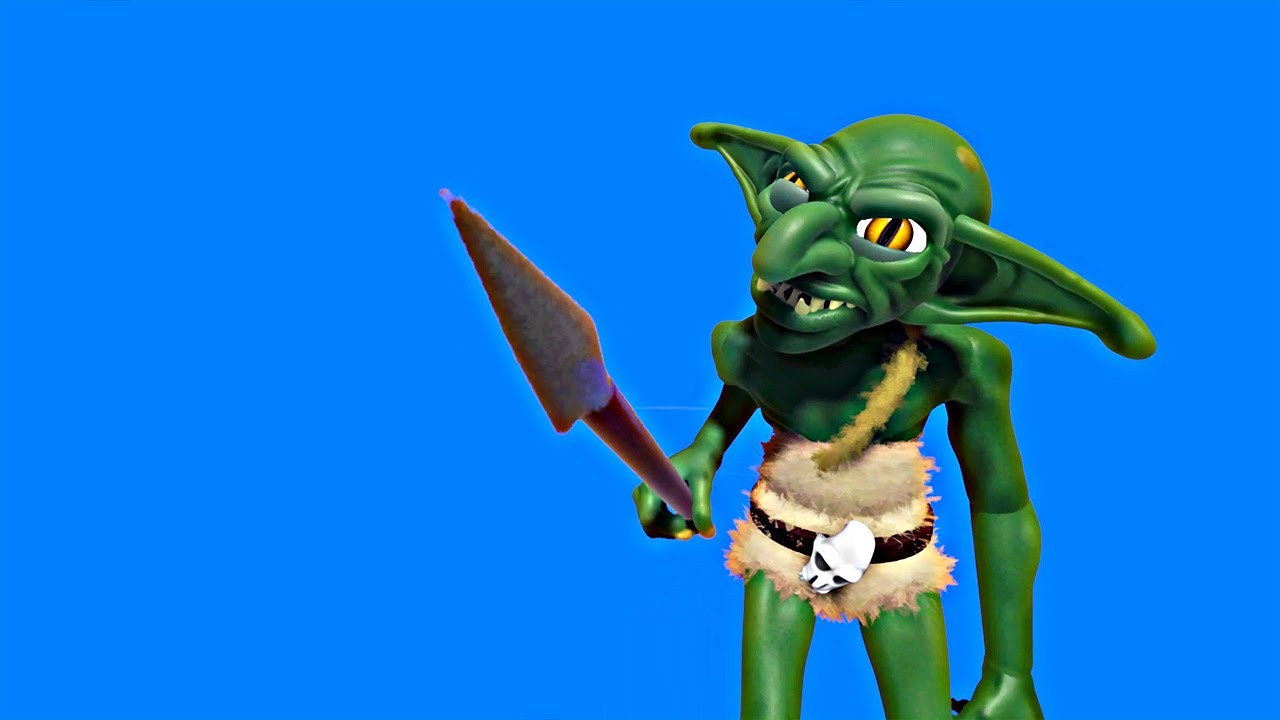 Angry Goblin FREE Greenscreen ◈ Fantasy 3D Character VFX [Blue Background]