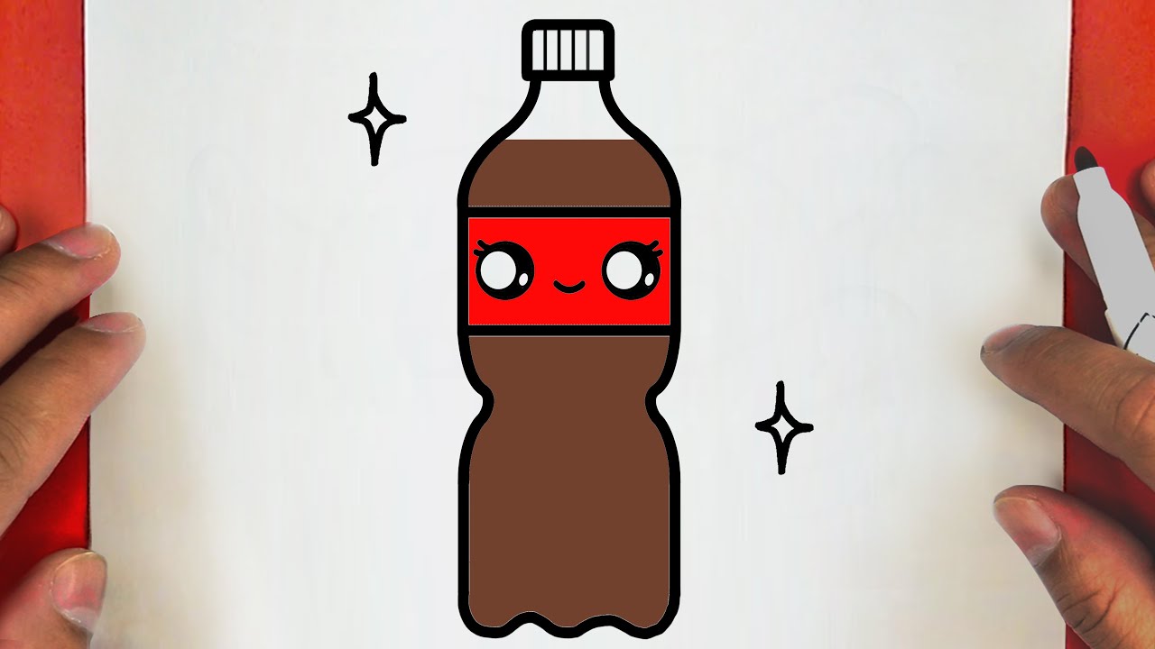 COMMENT DESSINER UNE MIGNONNE BOUTEILLE DE COCA COLA, ÉTAPE PAR ÉTAPE, JACK DESSINS
