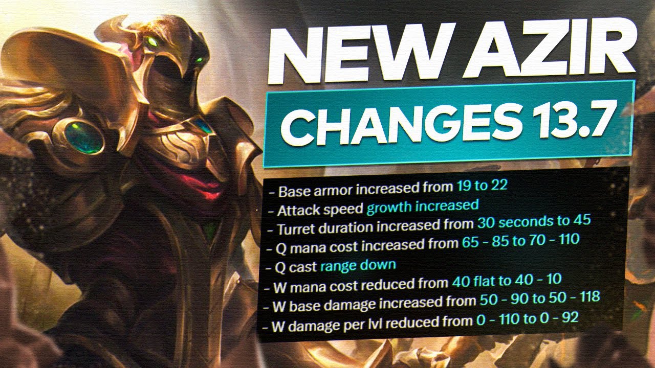 AZIR JUST GOT EVEN MORE CHANGES IN 13.7 (Q NERF, W BUFF)