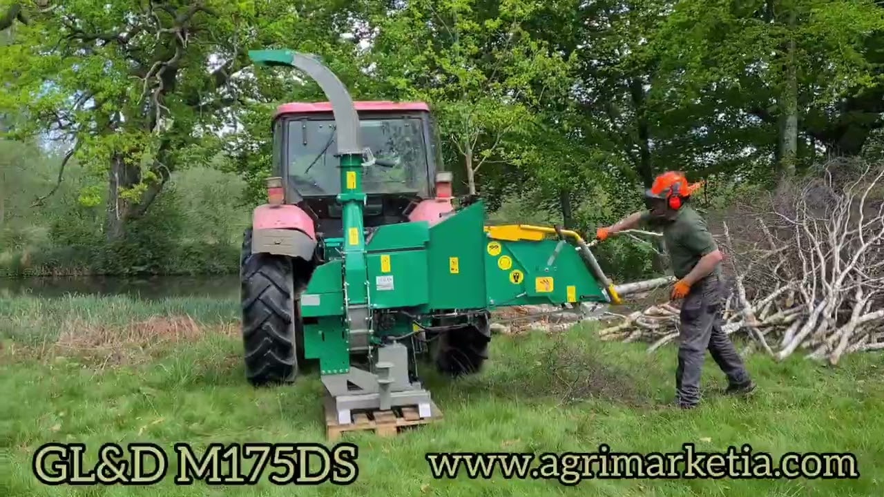 GL&D M175DS Tractor Mounted 6 inch Woodchipper chipping Silver Birch & Walnut Trees - AMIA Mchinery