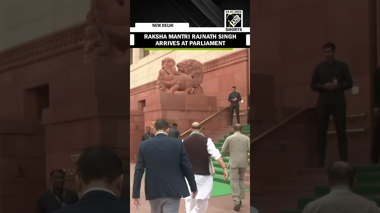 Defence Minister Rajnath Singh arrives at Parliament ahead of key discussions and sessions