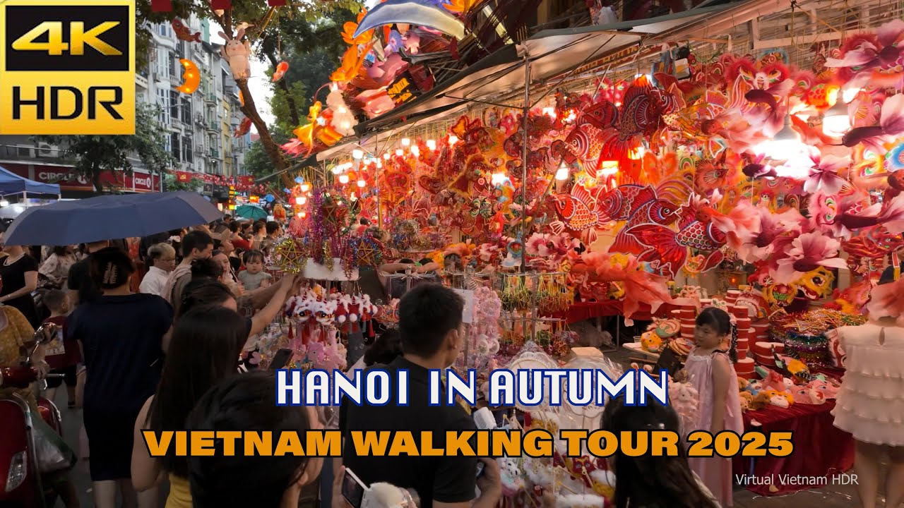 4K HDR | Hanoi Vietnam Walking Tour 2025 - Hanoi Old Quarter, Hang Ma Street In Autunm
