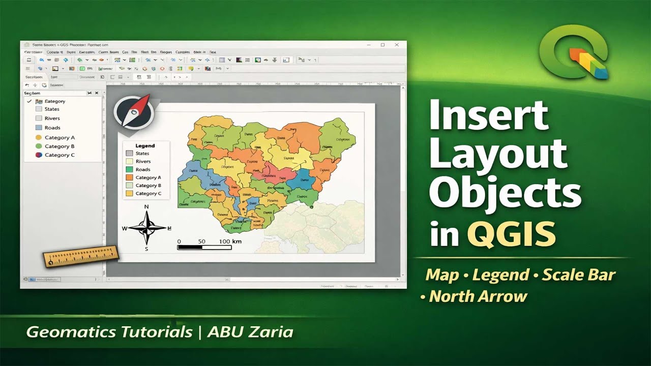 Как вставить объекты макета в QGIS | Добавление элементов карты в макет
