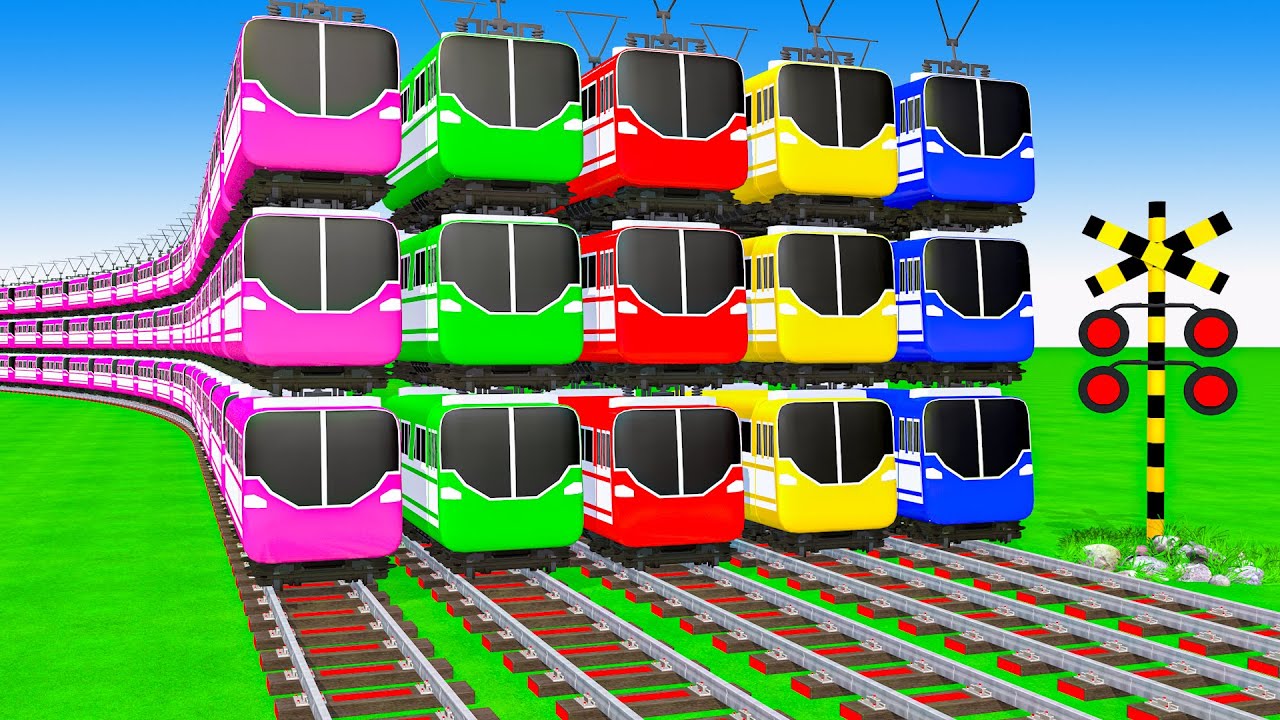 【踏切アニメ】複雑な電車 5 Train Climbing Pynamid 2025🚍 Fumikiri 3D Railroad Crossing Animation #train #1million