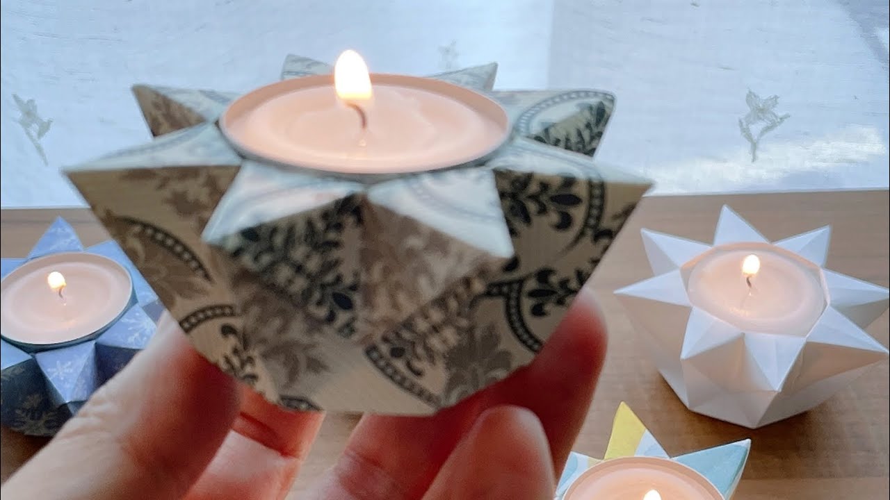Origami Star Lantern / Origami Candle Holder 折り紙一枚で作れるキャンドルカップ
