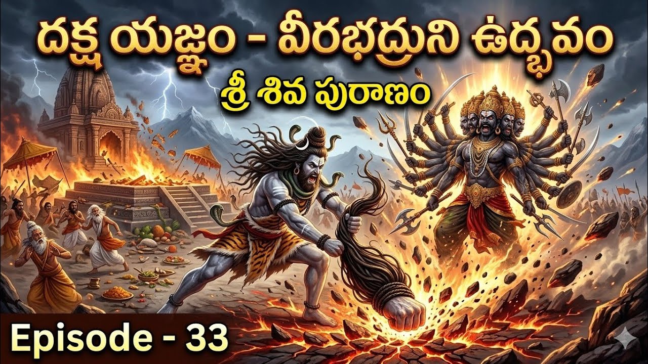 👉 దక్ష యజ్ఞం 🔥 సతీదేవి ఆత్మాహుతి | వీరభద్రుని ఉద్భవం 😱 | శ్రీ శివ పురాణం Ep 33