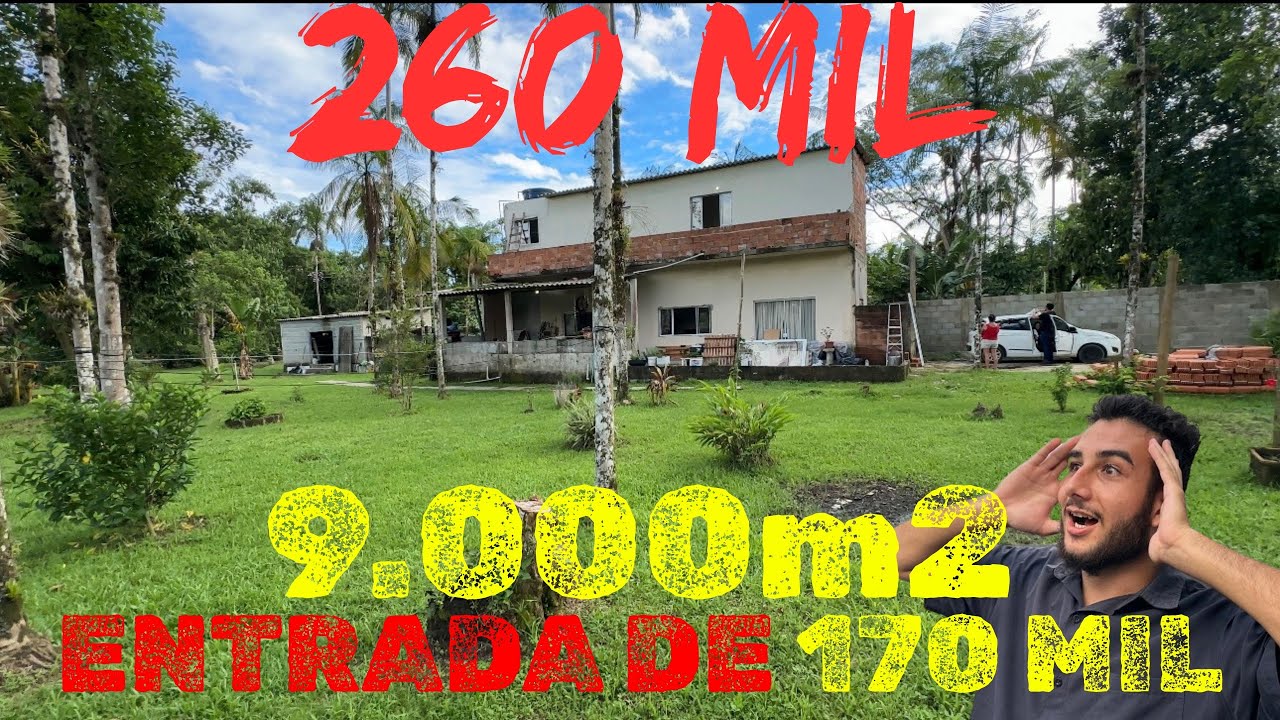 CHÁCARA POR 260 MIL NA PRAIA DE MONGAGUA SÃO 9.000m2 COM RIO PASSANDO NOS FUNDOS