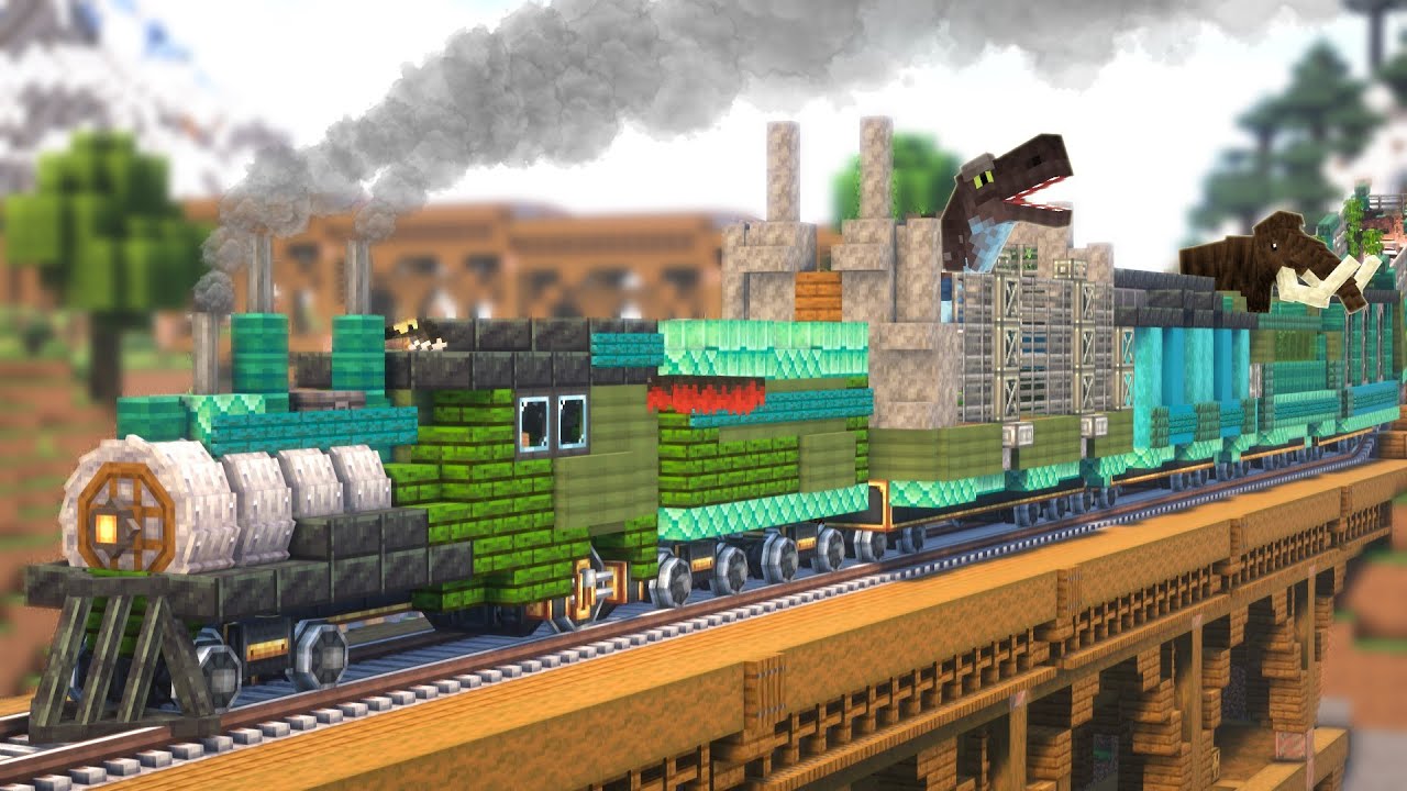 I Built a MOVING Dinosaur Train in Minecraft