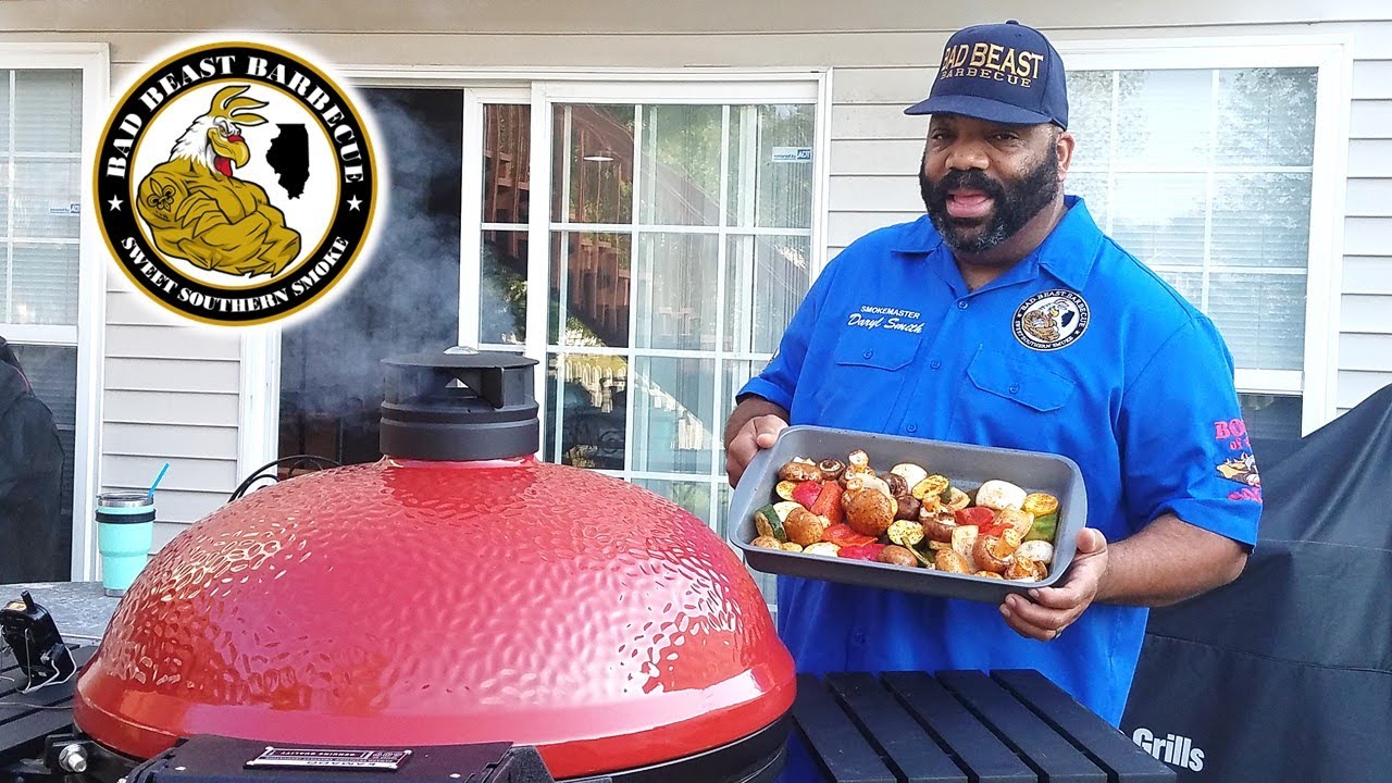 Kamado Joe Big Joe III - Smoked Mushrooms and Vegetables