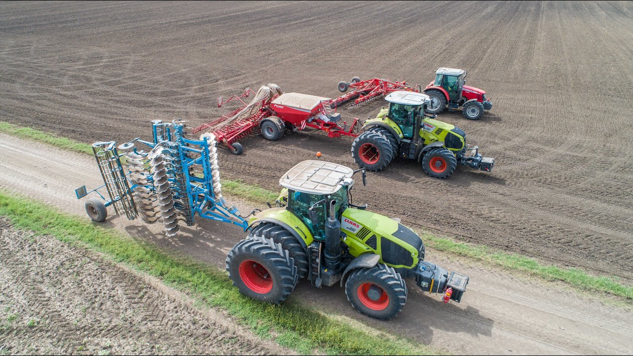 Repce vetés 2020 | Claas Axion 830+940 | NH T7 | MF 5445 | Semis de Colza 2020
