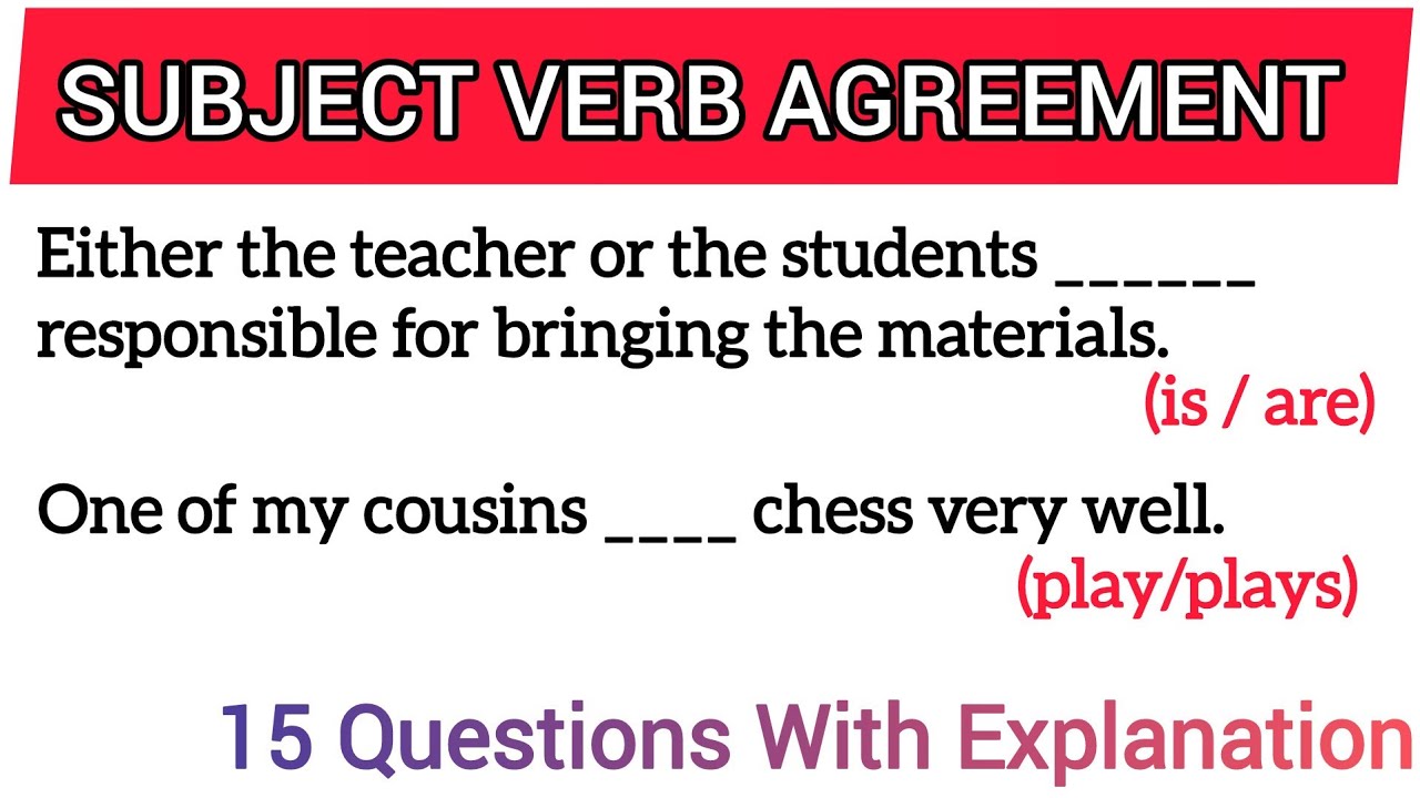 Subject Verb Agreement । Concord । English Grammar Practice ।