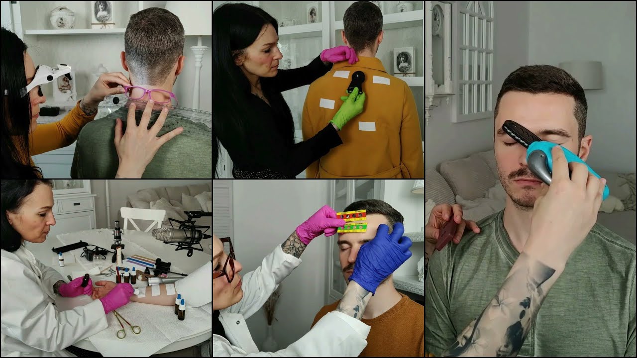 Face Treatment / Glasses Fitting / Forehead Treatment / Skin Exam / Coat Overhaul (ASMR Compilation)