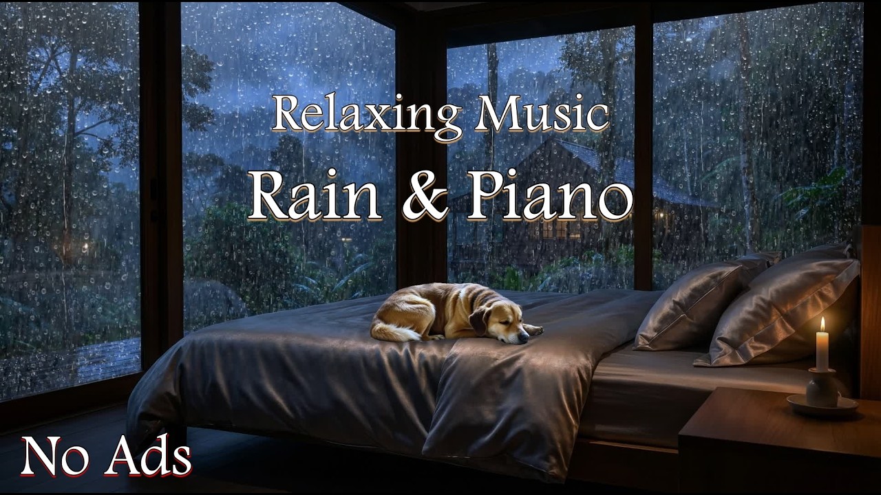 3 Hours Relaxing Sleep Music with Rain & Piano Sounds - Healing Sleep Music for Stress Relief
