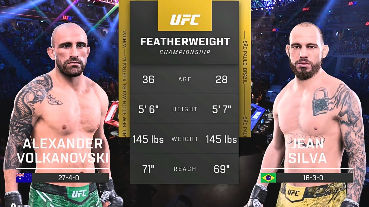 Alexander Volkanovski vs Jean Silva FULL FIGHT | UFC 5 AI Simulation Gameplay (CPU vs CPU)
