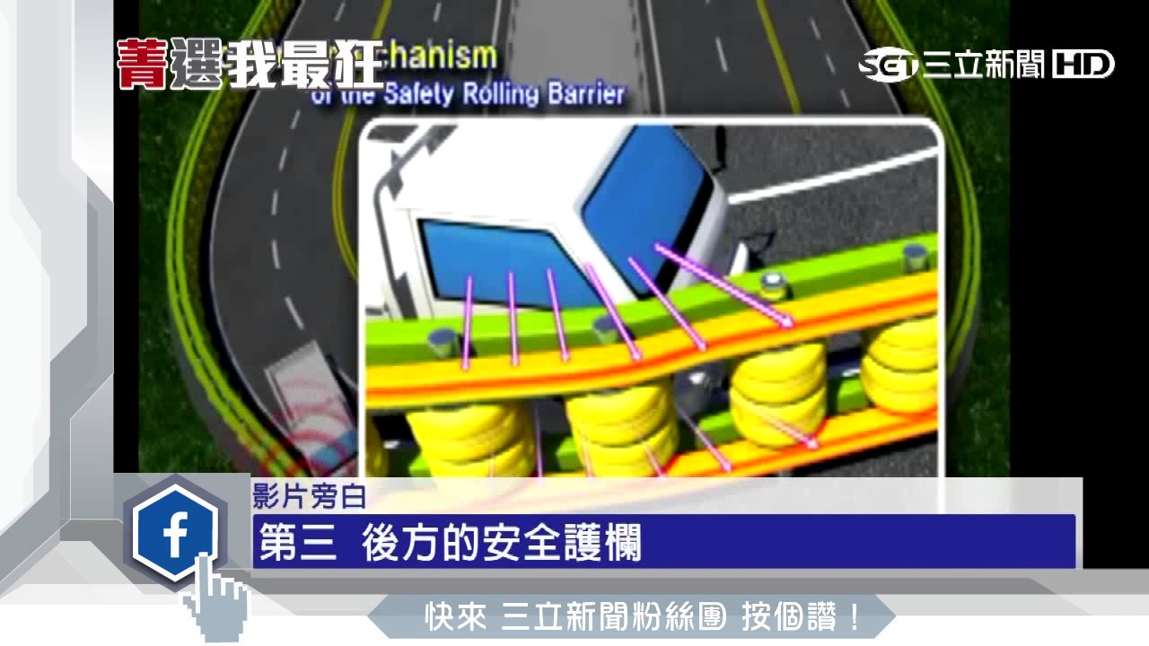 防翻車神器！　「滾輪」護欄讓車彈回去│三立新聞台