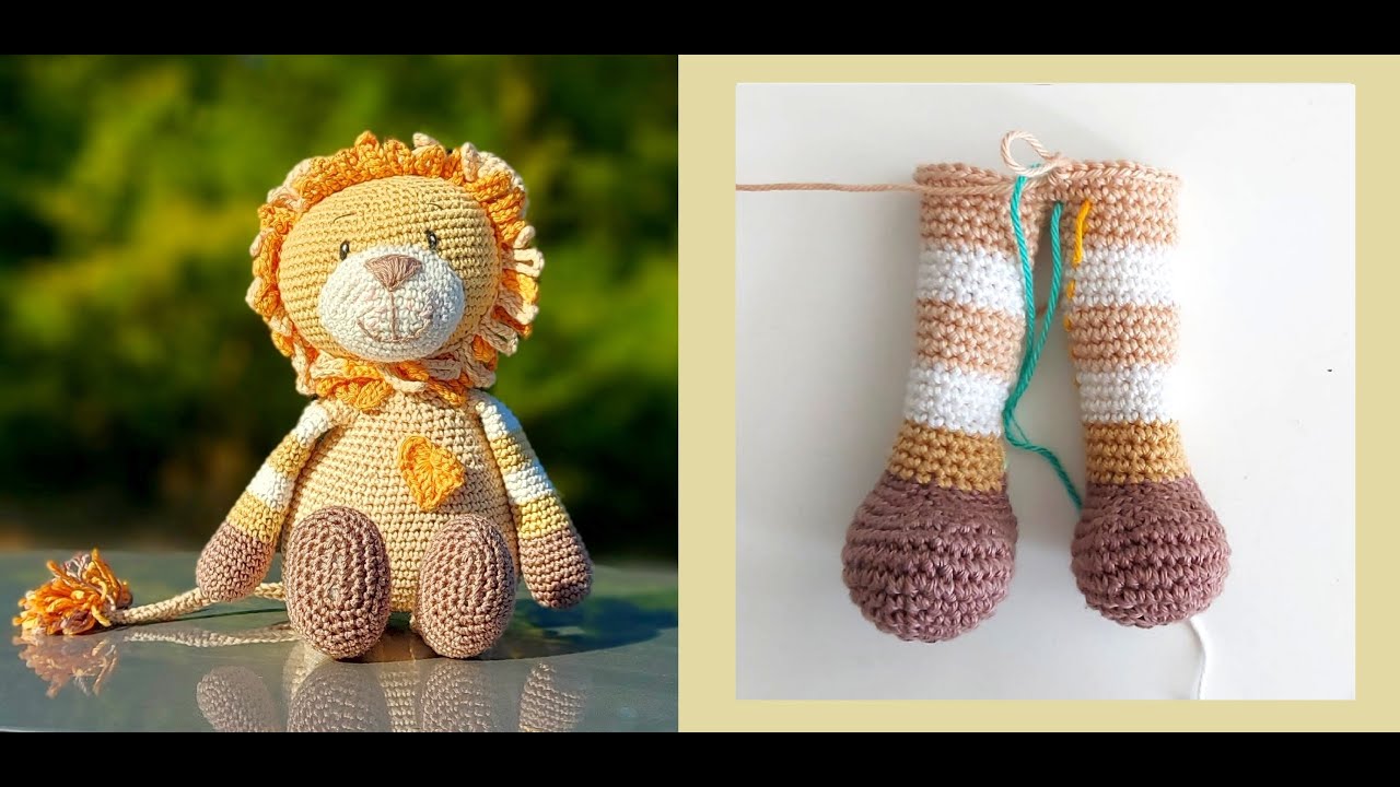 Oroszlán fizetős mintához segítség, 2 láb összehorgolása/Crochet 2 feet