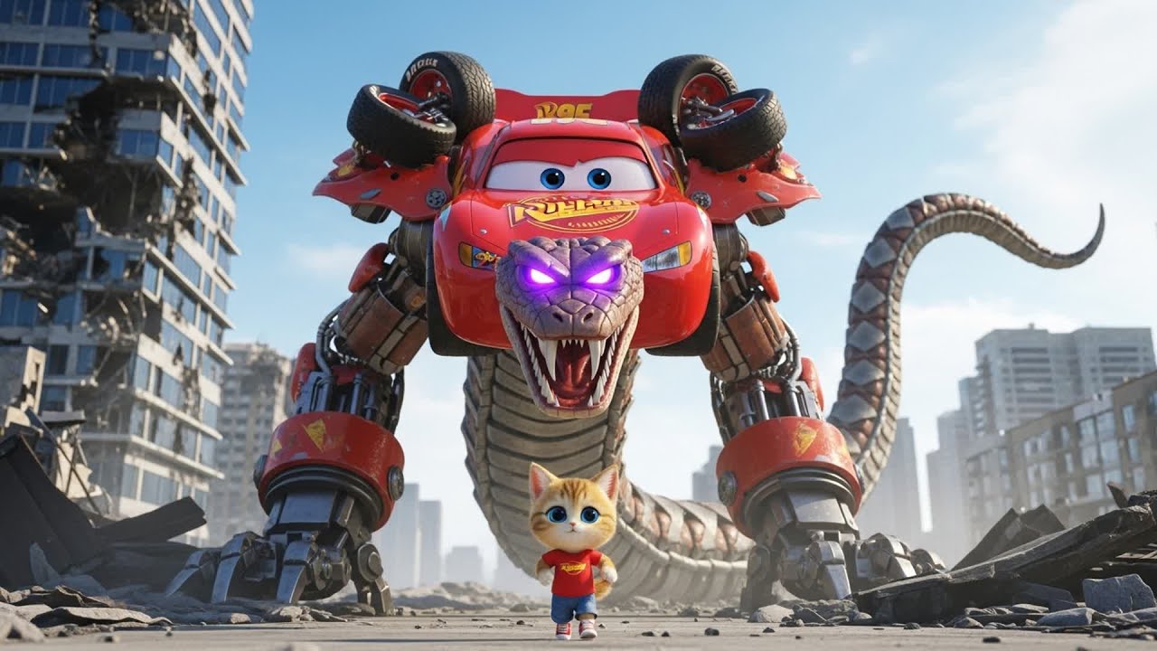 McQueen Transforms into a Python Monster! CAT's Epic Rescue Mission 🚗🐍 | CAT RACING