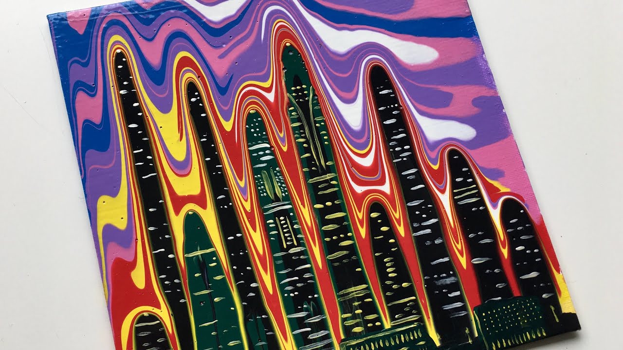 #129 SUPER EASY FLUIDART with skyscrapers - #acrylicpouring #painting #easy #diyproject