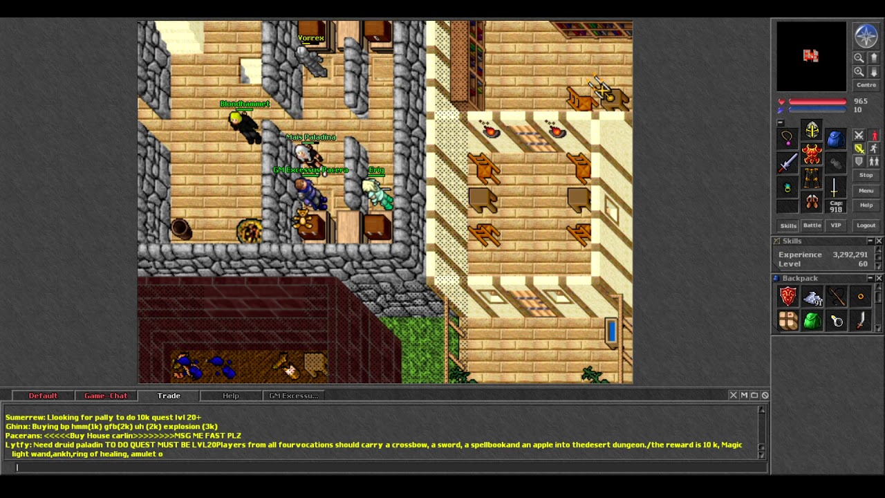Old Tibia - ERIG receiving a Present from GM (7.3 2004 Pacera)