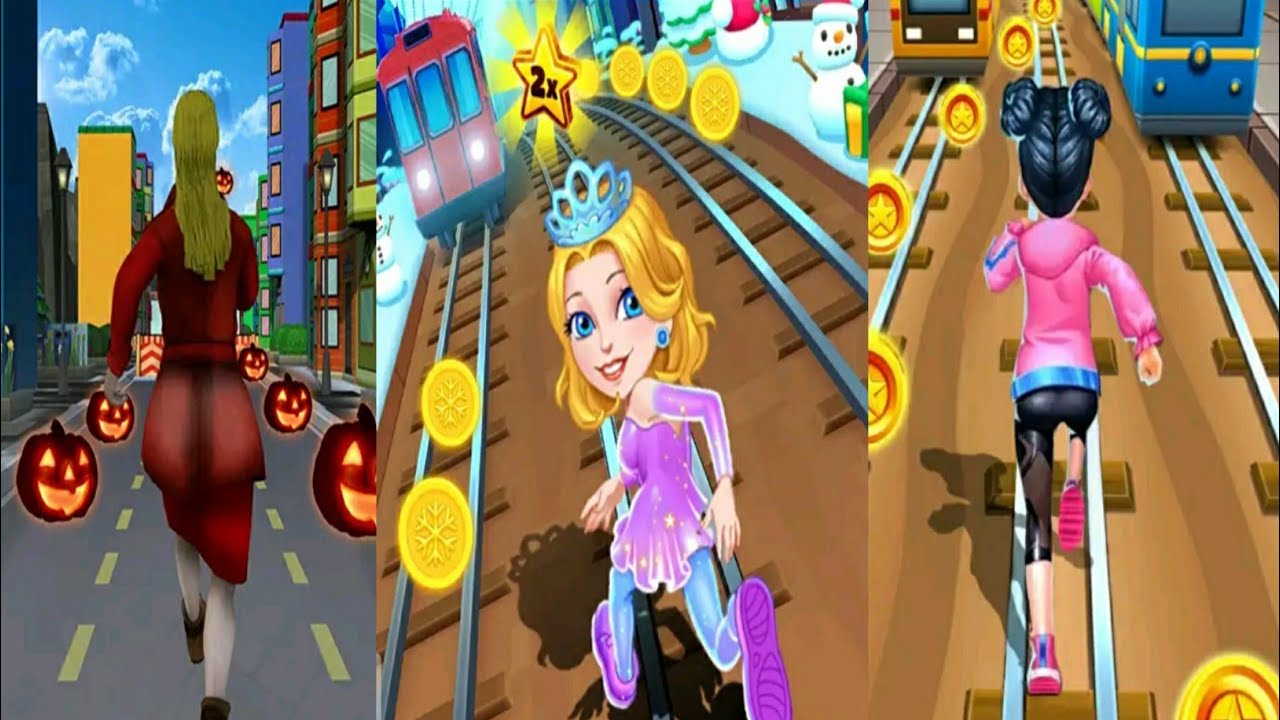 Night Princess Runner: Subway VS Subway Ice Princess Run VS Bus Runner: Endless Subway rush Gameplay