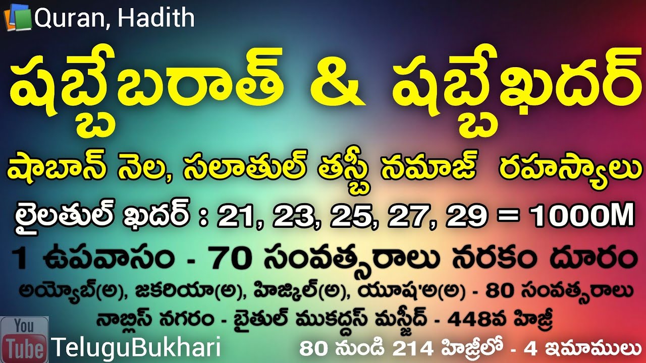Sab be Bharat (shaban) and Lailathul Qadar (ramadan), shab e Qadar, Namaz, Fasting #TeluguBukhari