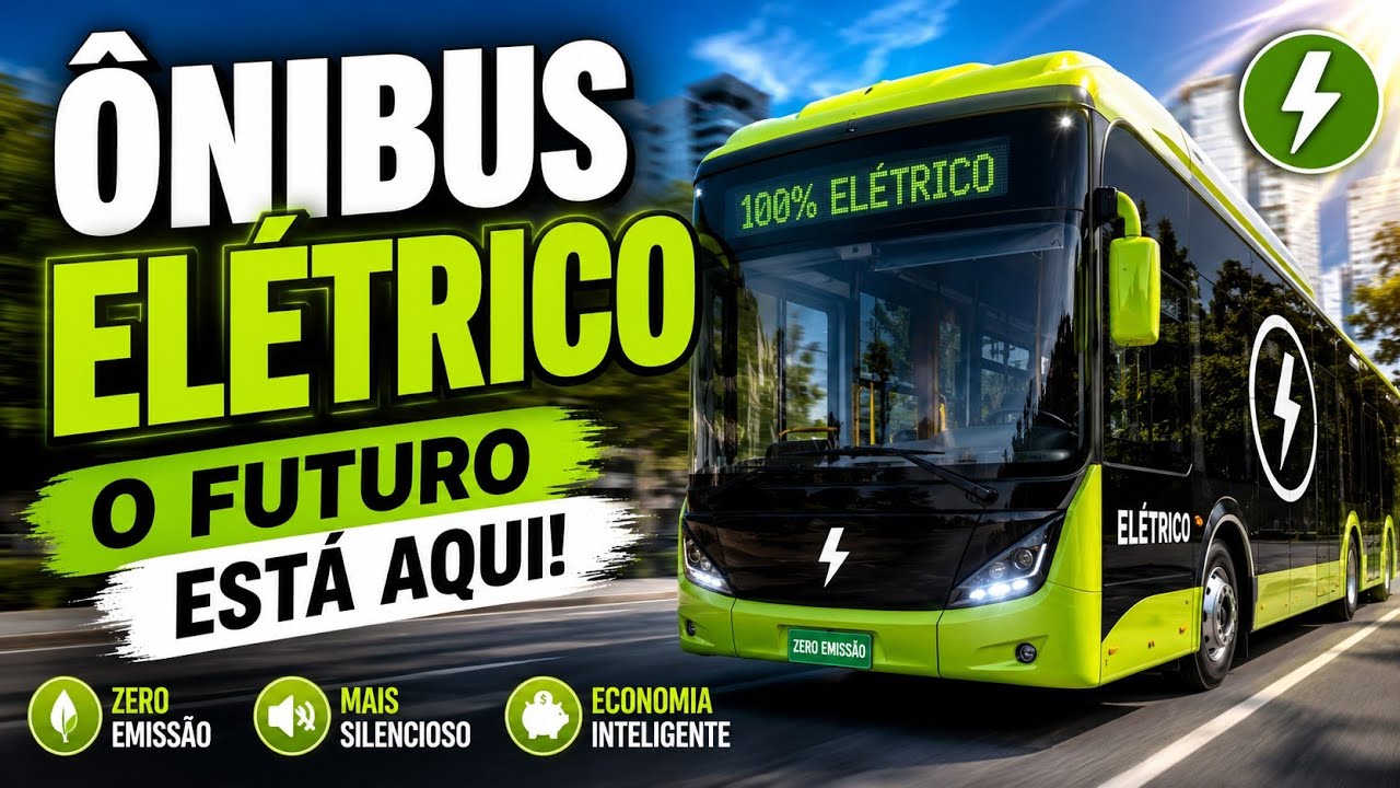 Ônibus 100% Elétrico com piso baixo, Movido a eletricidade, sem combustível ⛽⛽