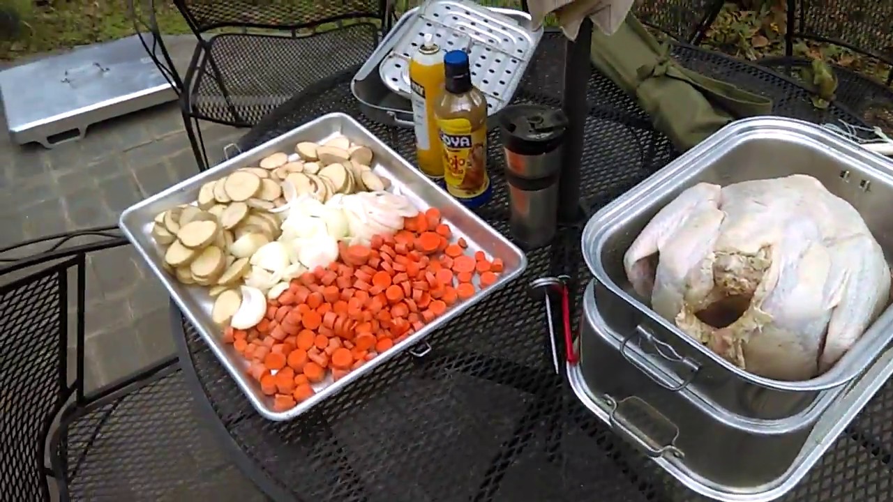 Christmas Turkey in a military m59 field range