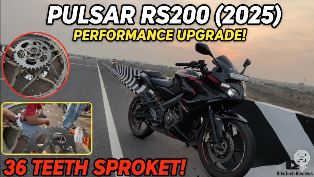 36 teeth chain ⛓️‍💥 sprocket in my pulsar Rs200(2025) 🚀. #rs200 #motovolgger #bajaj #modification 